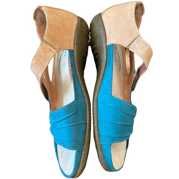 Naot Women's Papaki Teal Nubuck/Latter Brown Leather Sandals - Picture 3 of 8